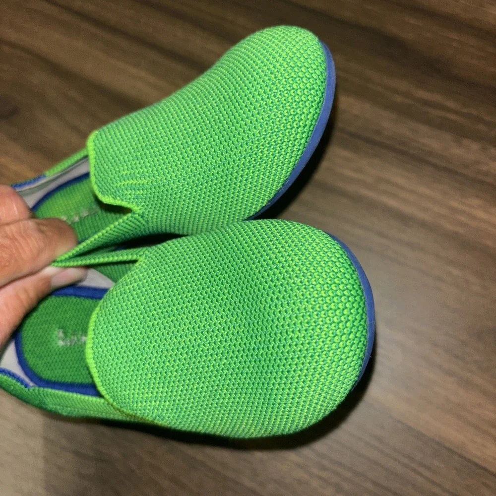 New Rothy's Kids 13 Mini Loafers Round Toe Knit Slip On Flats Jelly Bean Green